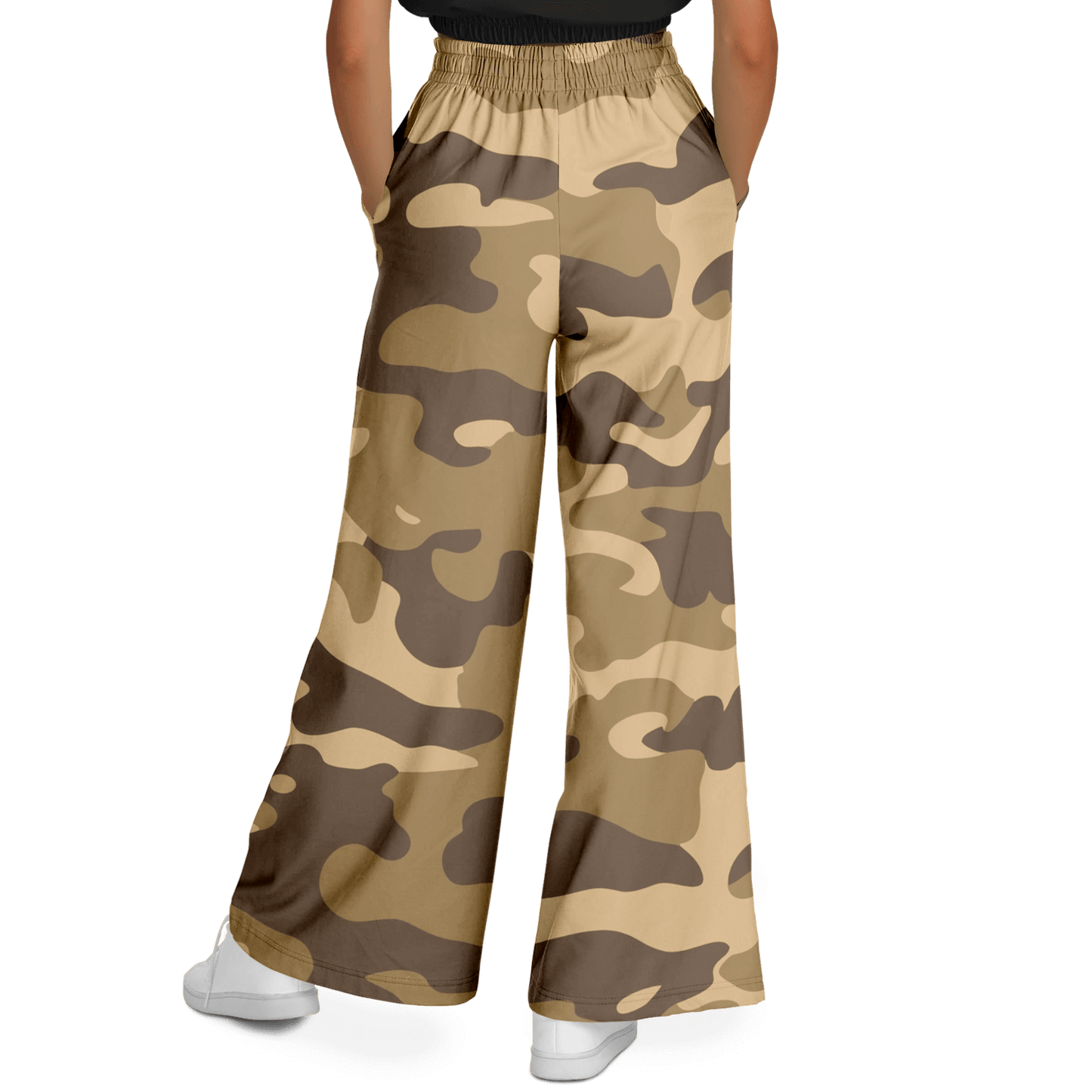 Camo Wide Leg Pants | Khaki Camouflage