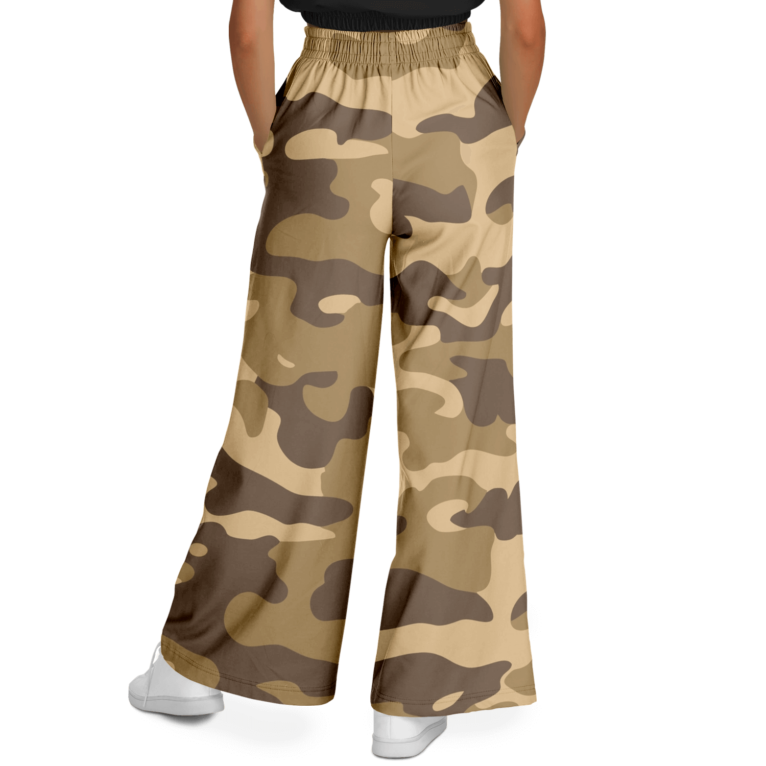 Camo Wide Leg Pants | Khaki Camouflage