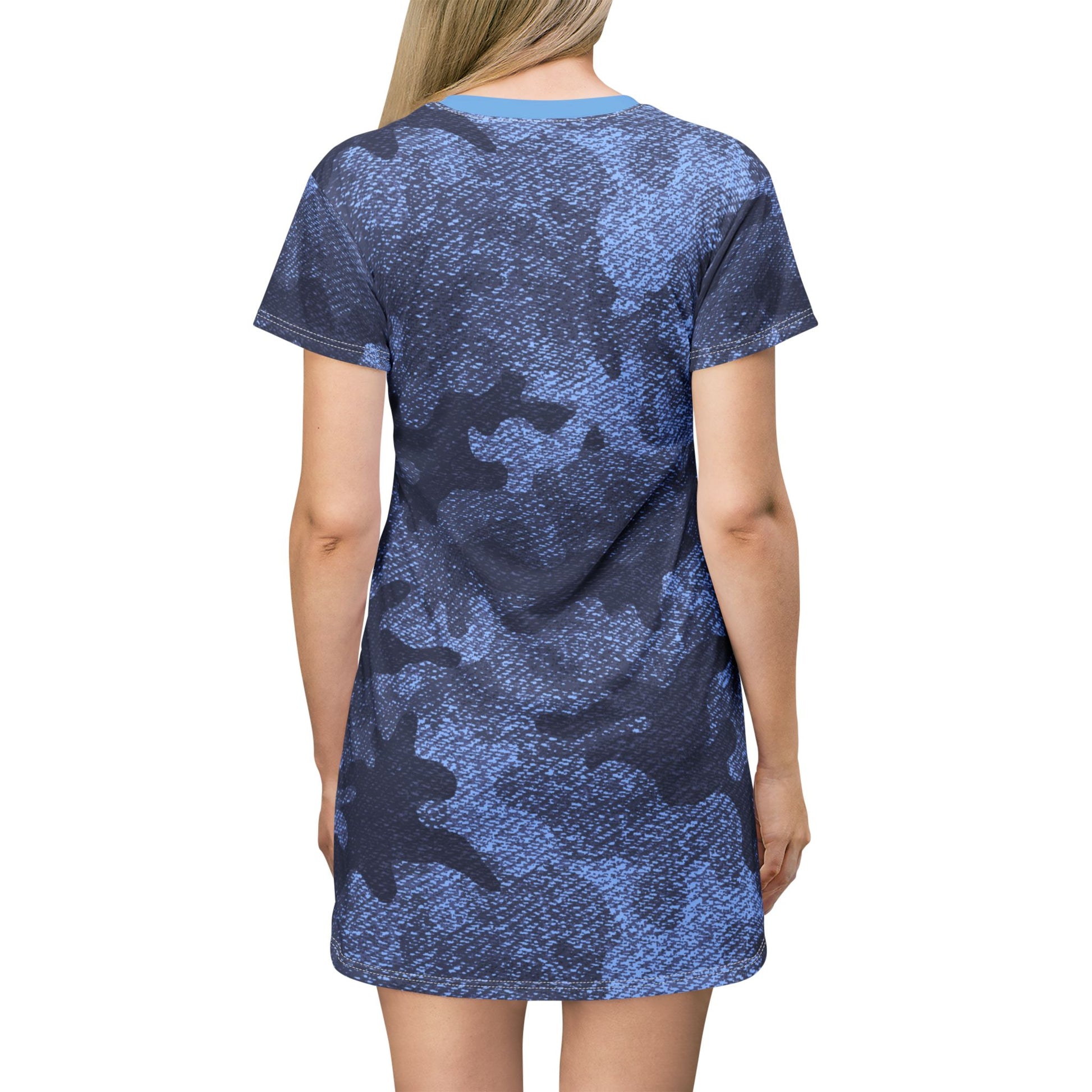 Camo T-Shirt Dress | Denim Blue Camouflage