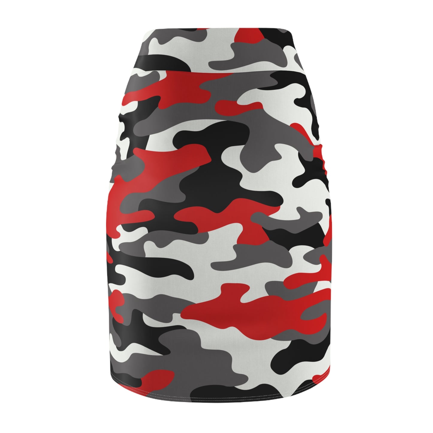 Camo Mini Skirt | Pencil Cut | Red, Black, & White