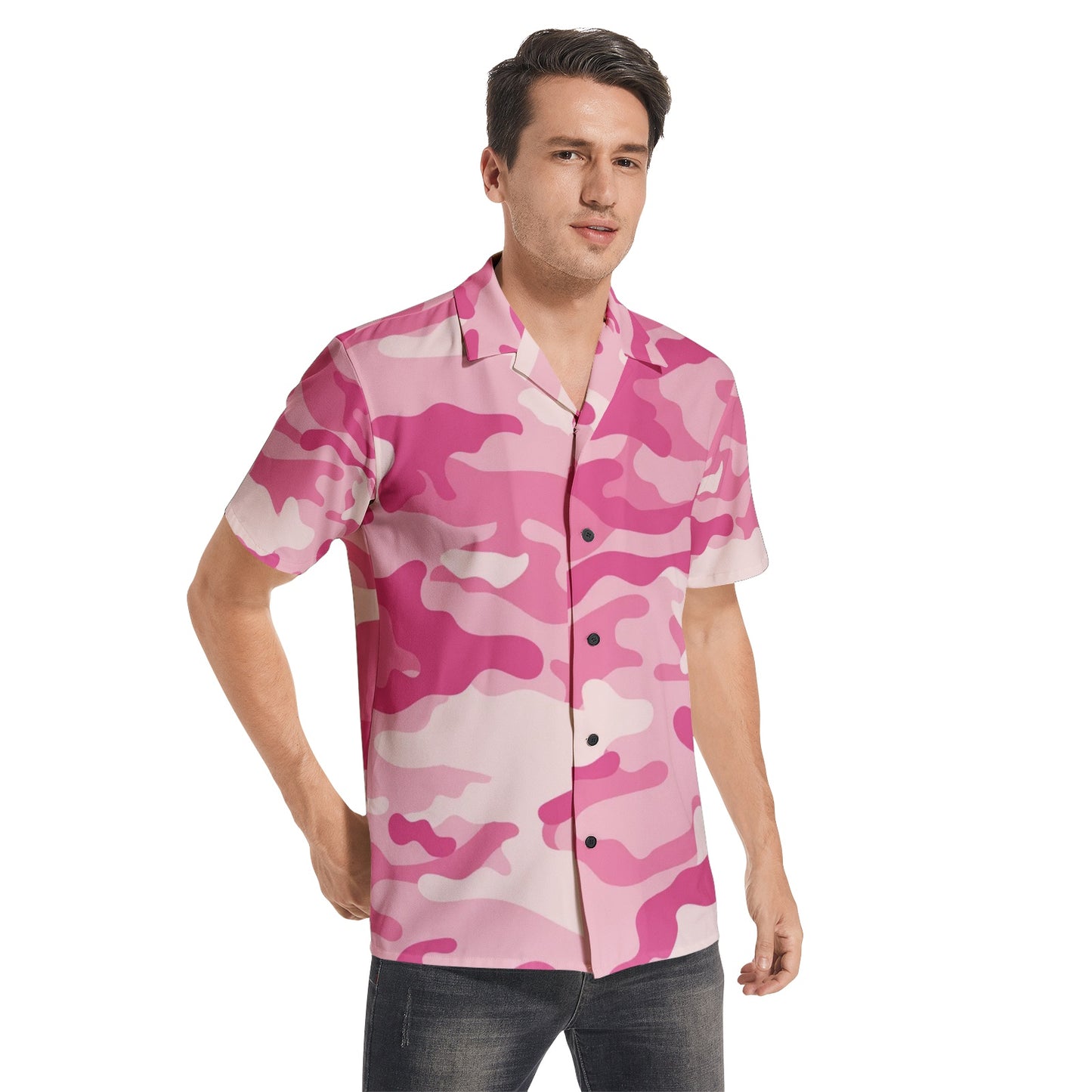 Cotton Camo Shirt For Men | Lavender Pink Short-Sleeve