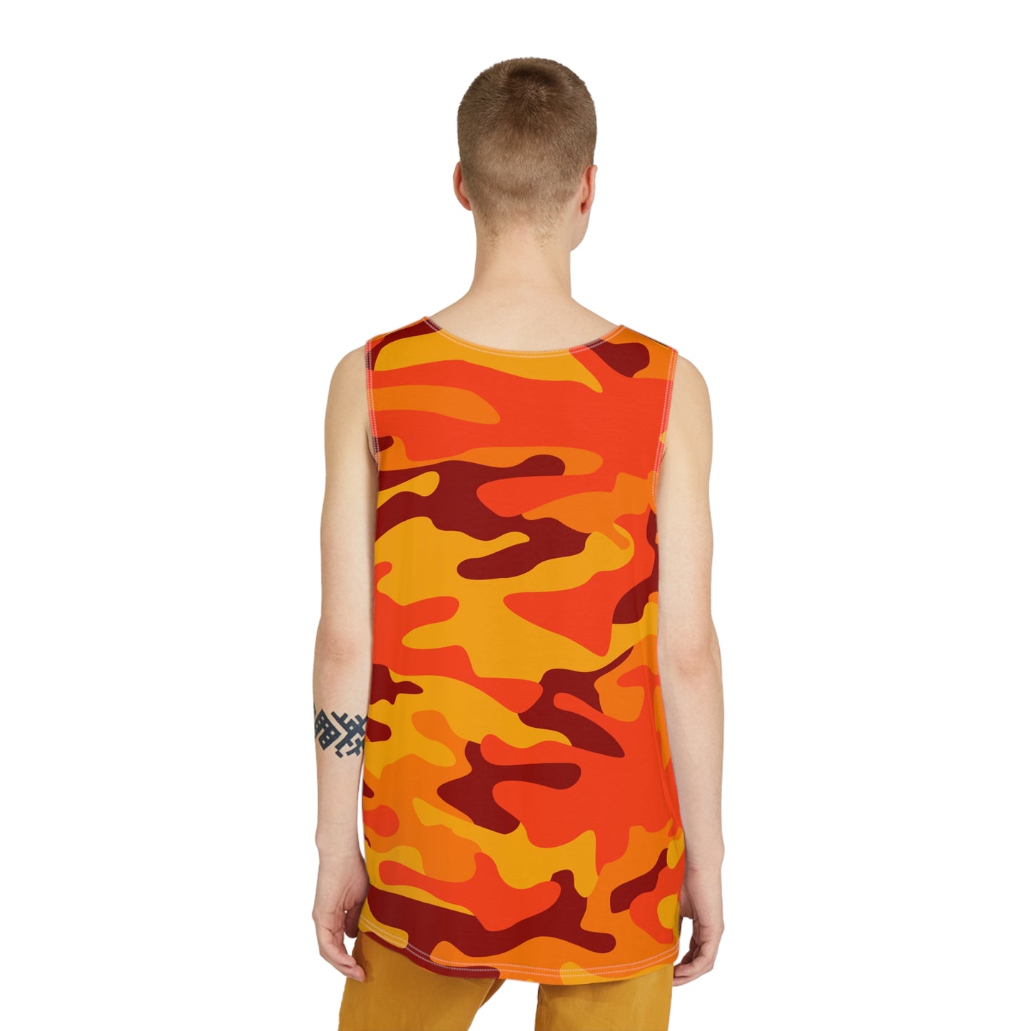 Men's Camo Tank Top | Orange & Red | Loose Fit