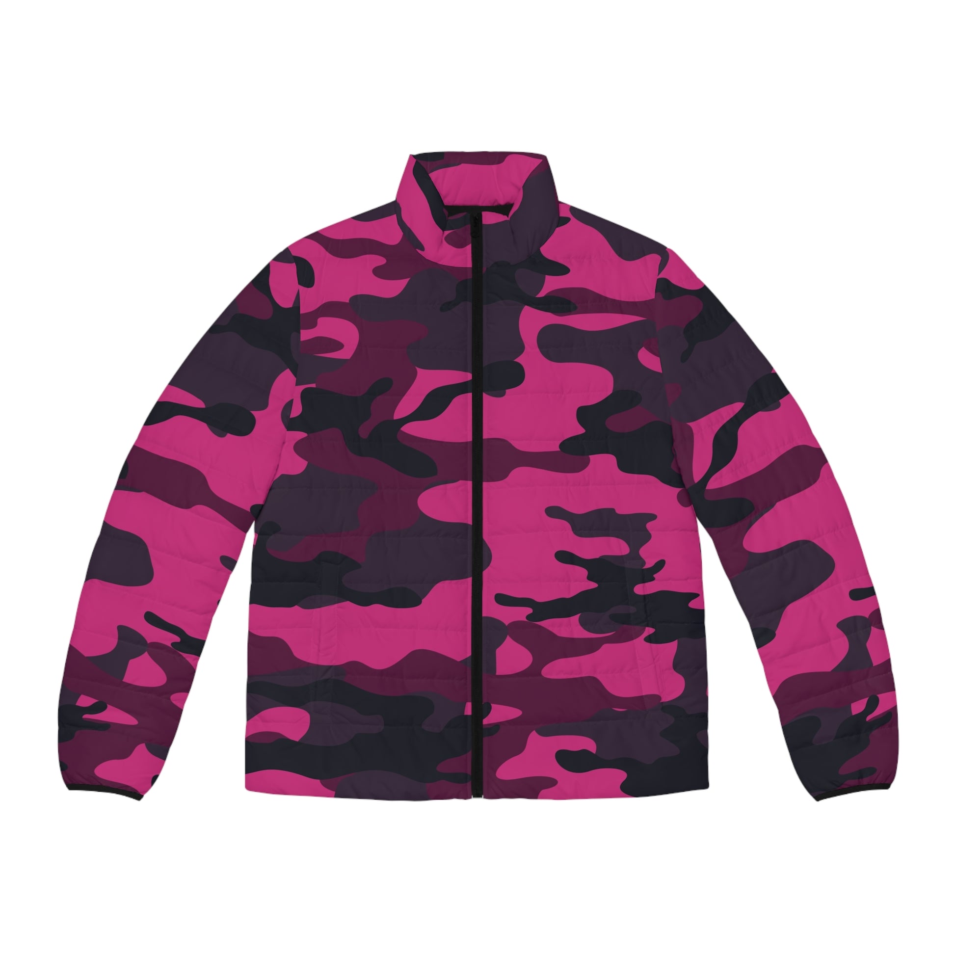 Camo Puffer Jacket For Men | Mixed Pink, Onyx & Deep Blue