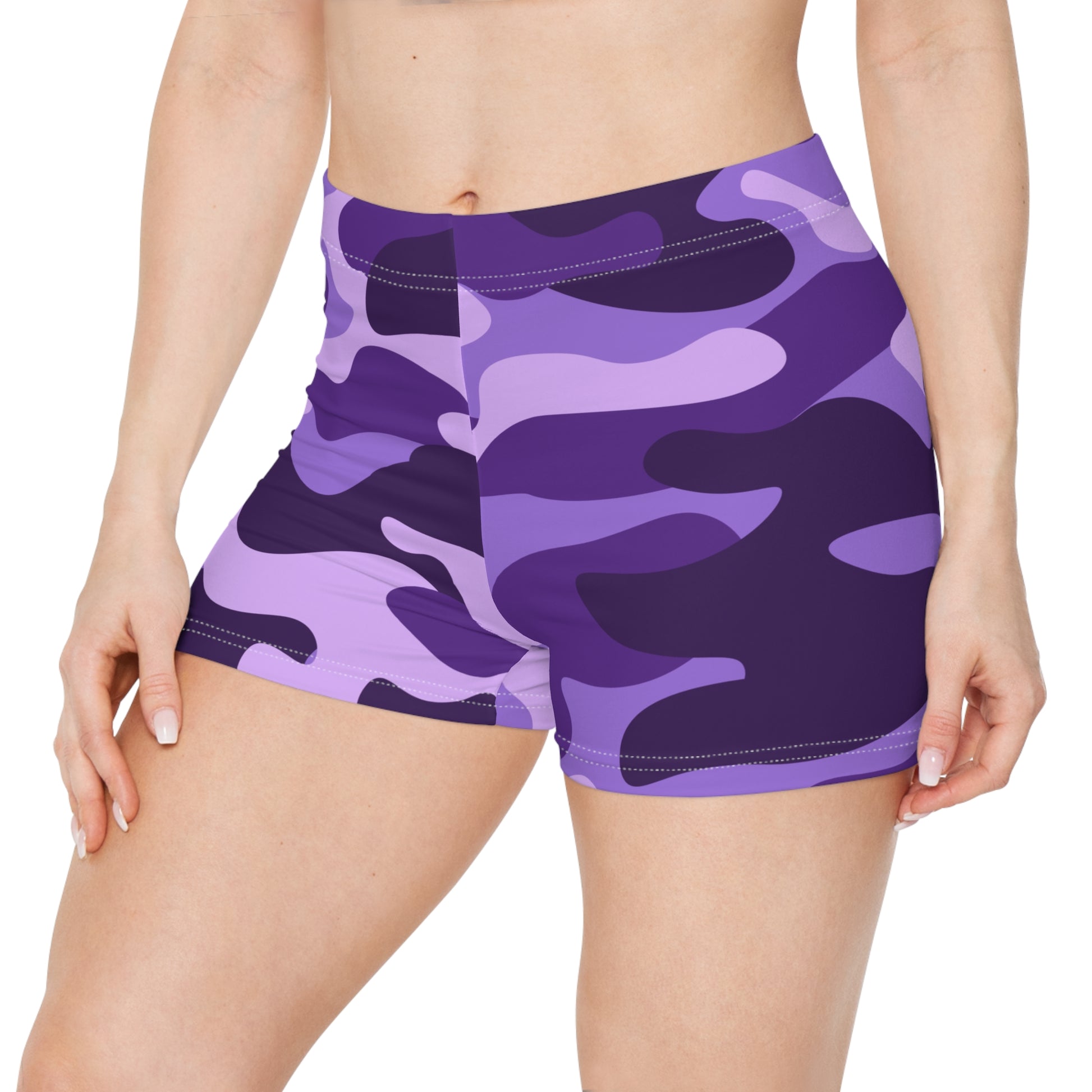 Women's Camo Shorts | Tight Fit | Purple, Blue and Mauve