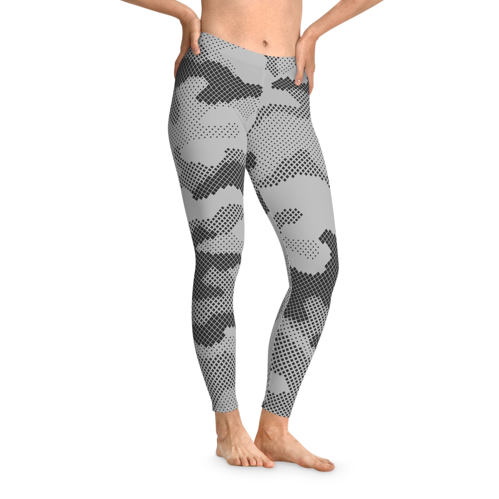 Grey Camo Leggings For Women | Mid Waist Fit