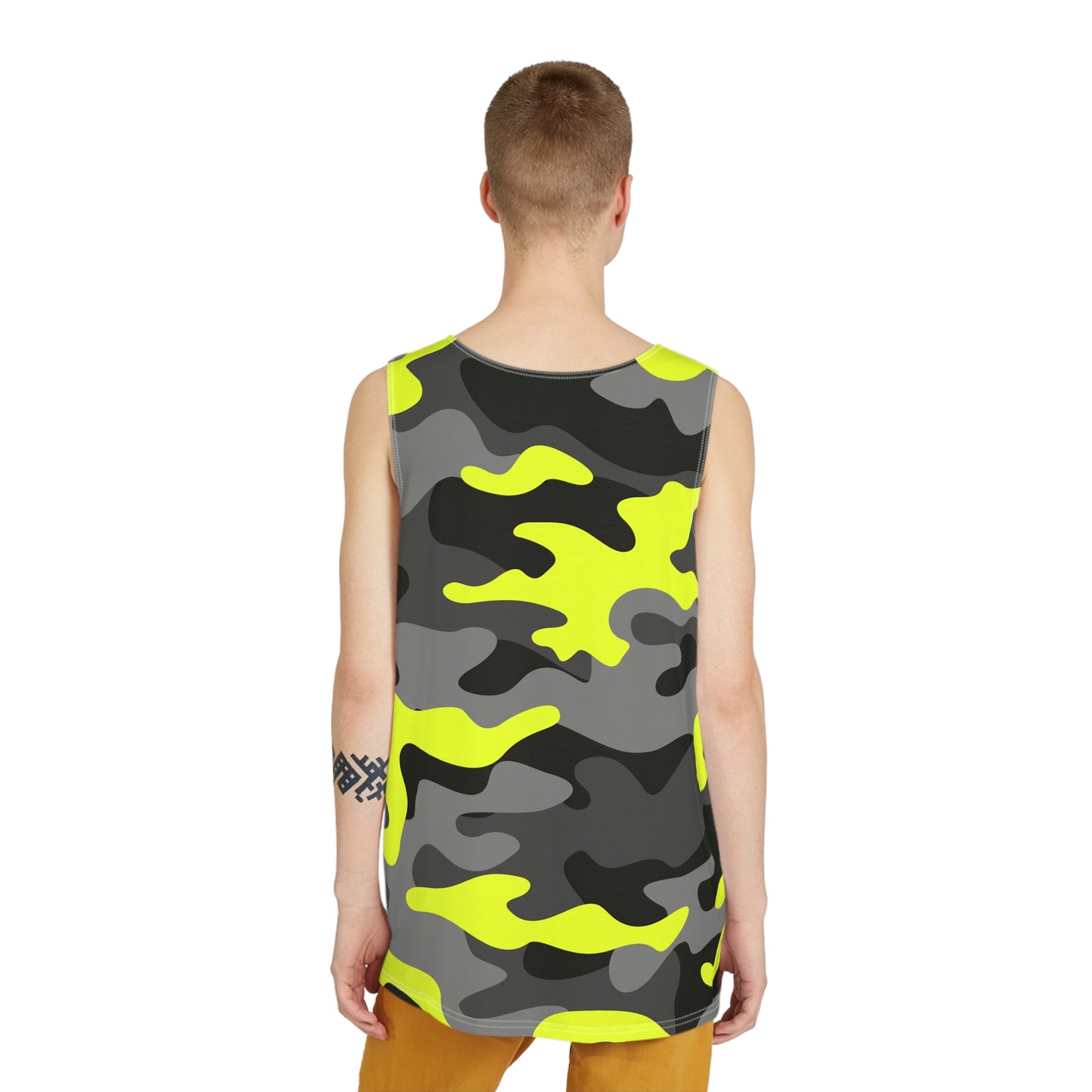 Men's Camo Tank Top | Yellow, Black, and Gray | Loose Fit