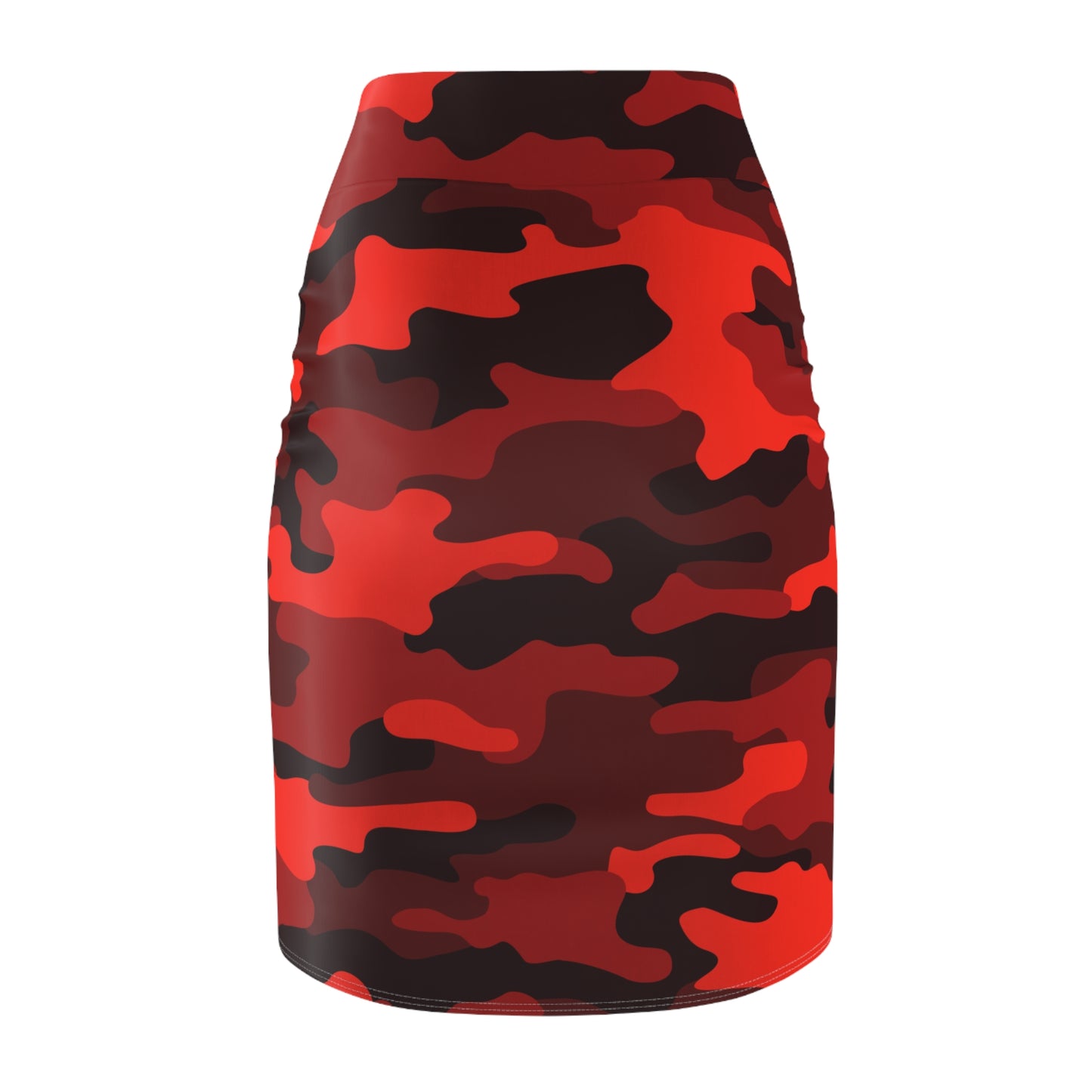 Camo Mini Skirt | Pencil Cut | Scarlet Red & Black Pattern