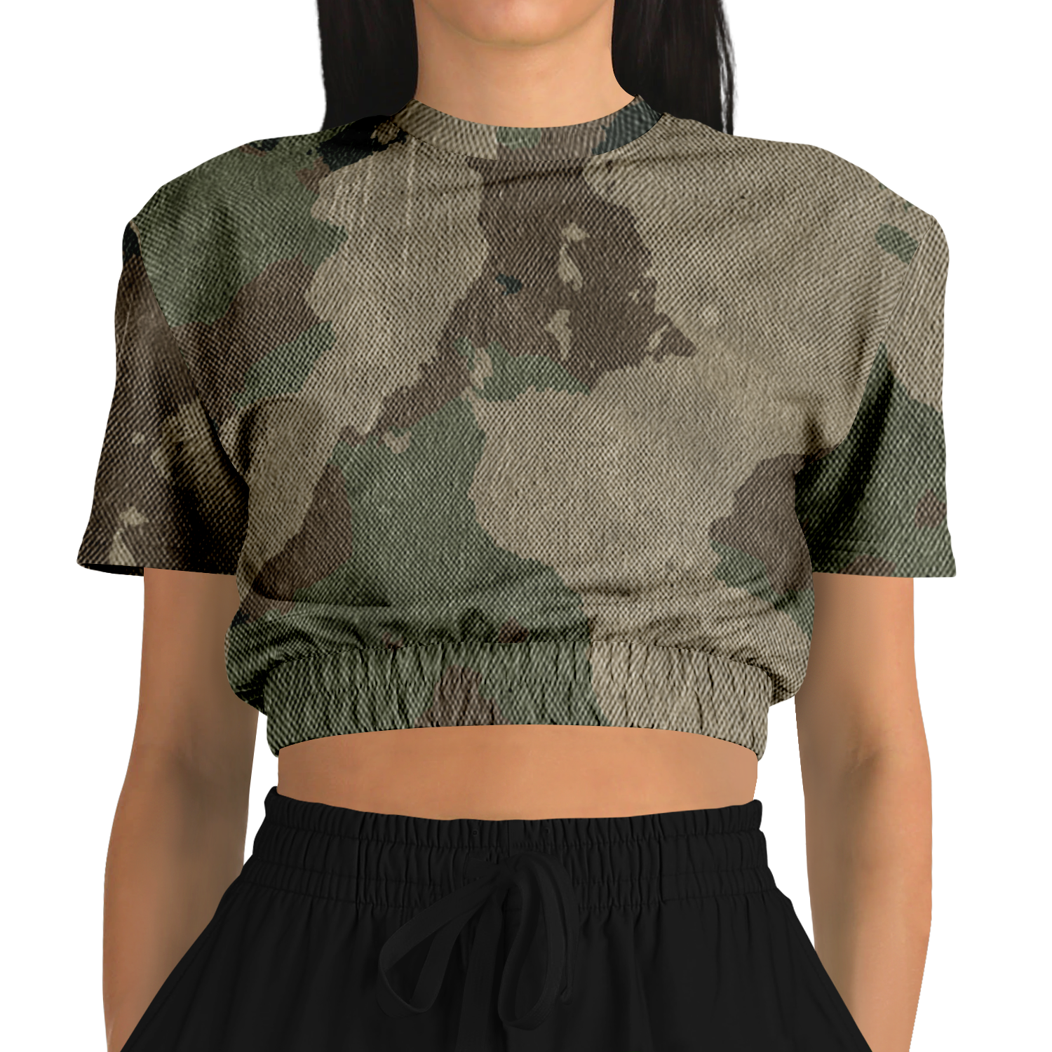 Camo Crop Top Sweatshirt | Dirty Old Brown Camouflage