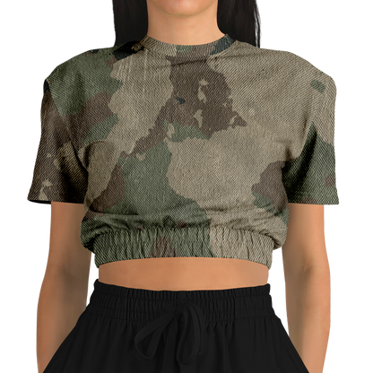 Camo Crop Top Sweatshirt | Dirty Old Brown Camouflage