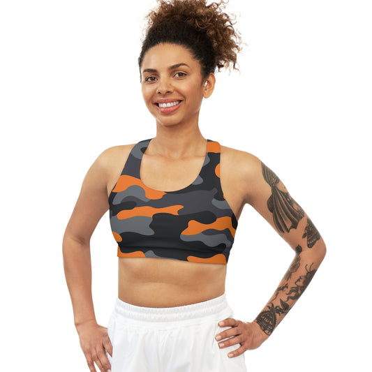 Camo Bra | Orange, Black, and Gray Sports Camouflage