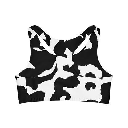 Camo Bra | Black & White Cow Print Sports Camouflage