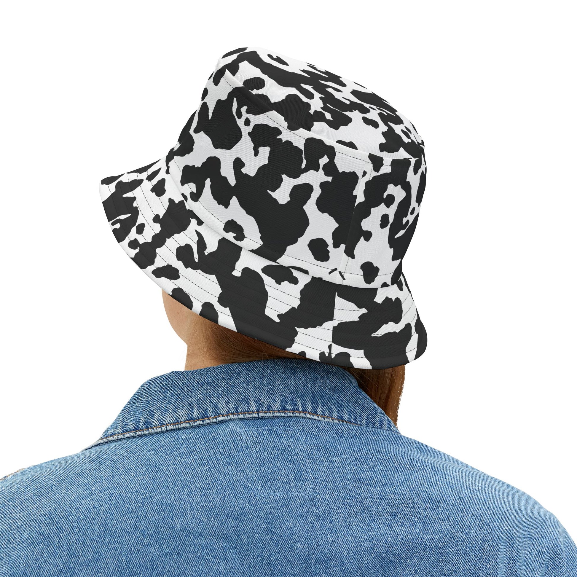 Camo Bucket Hat | Black & White Cow Camouflage