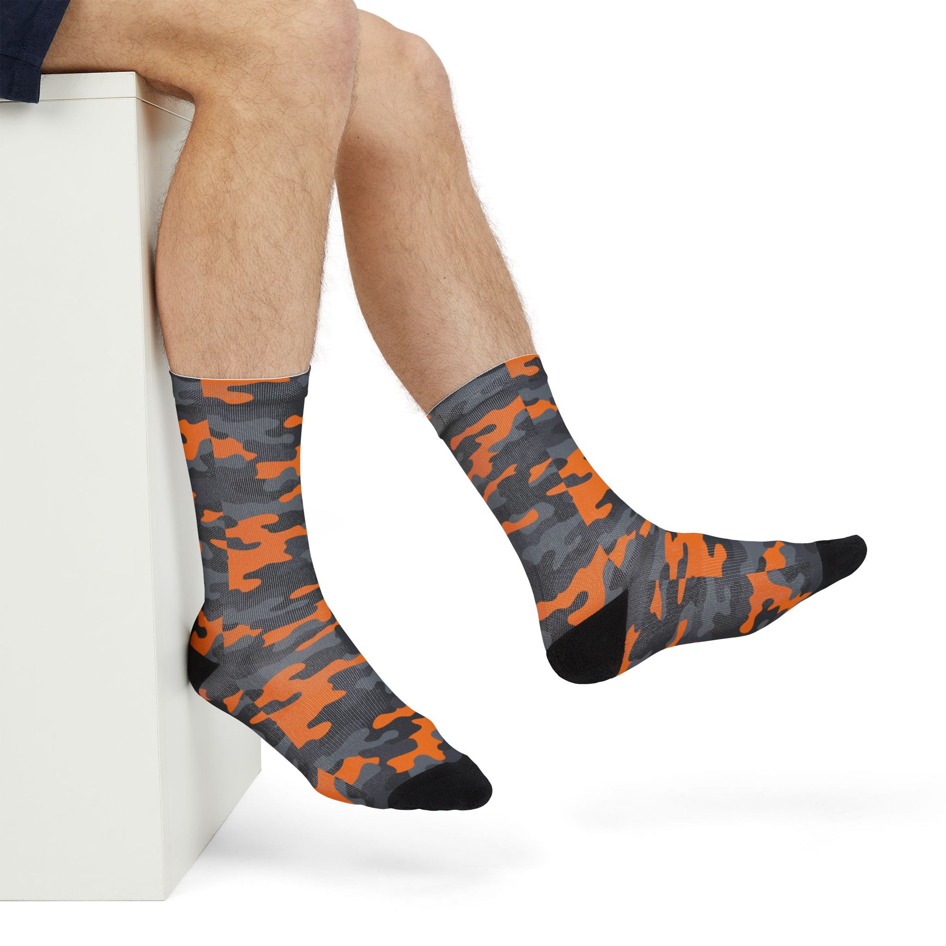 Camo Socks | Orange, Black, and Gray | Sublimation Crew