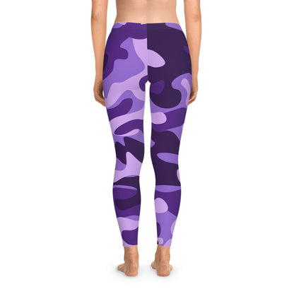 Purple, Blue, and Mauve Camo Leggings For Women