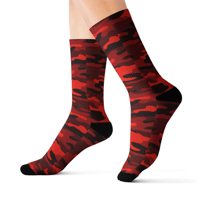 Camo Socks | Scarlet Red & Black Camouflage