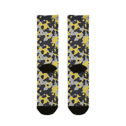 Camo Socks | Yellow, Black, and Silver | Sublimation Crew