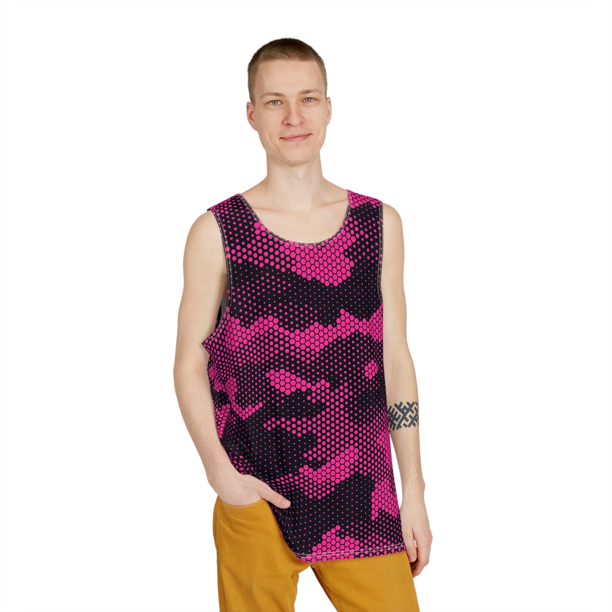 Men's Camo Tank Top | Digital Pink Camouflage | Loose Fit