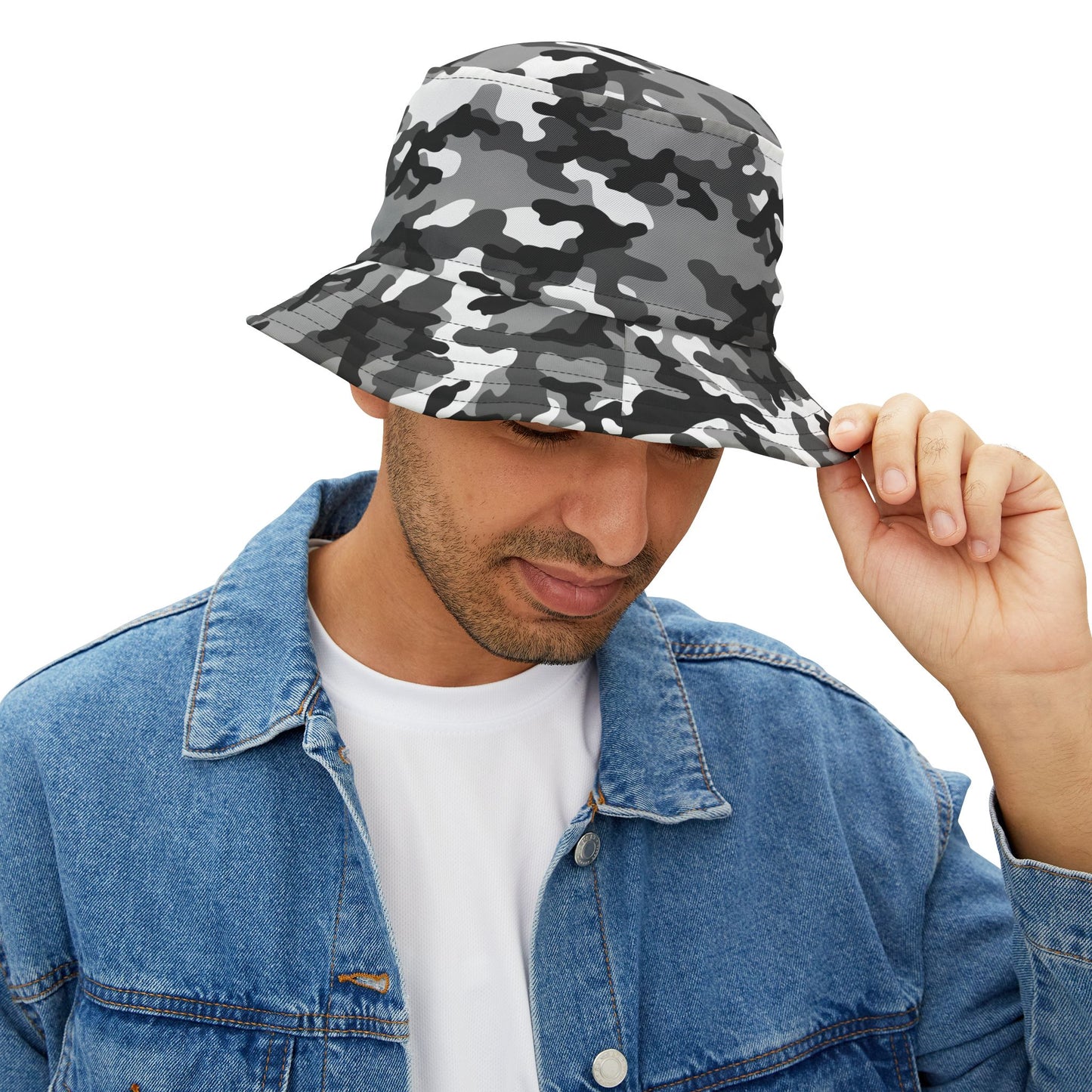 Camo Bucket Hat | Black, Gray and White Camouflage