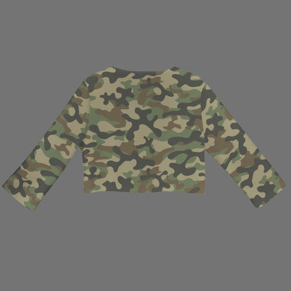 Camo Blazer | Cropped Open Front | Military Brown Camouflage