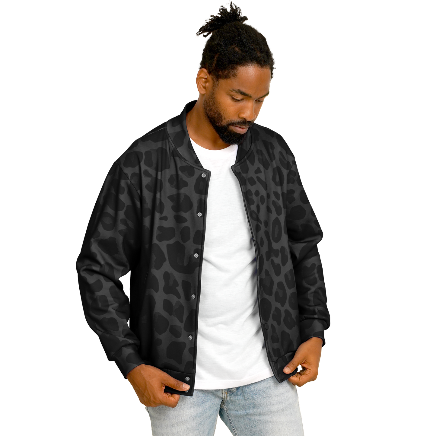 Baseball Jacket in Black Puma Print | Heavyweight Unisex