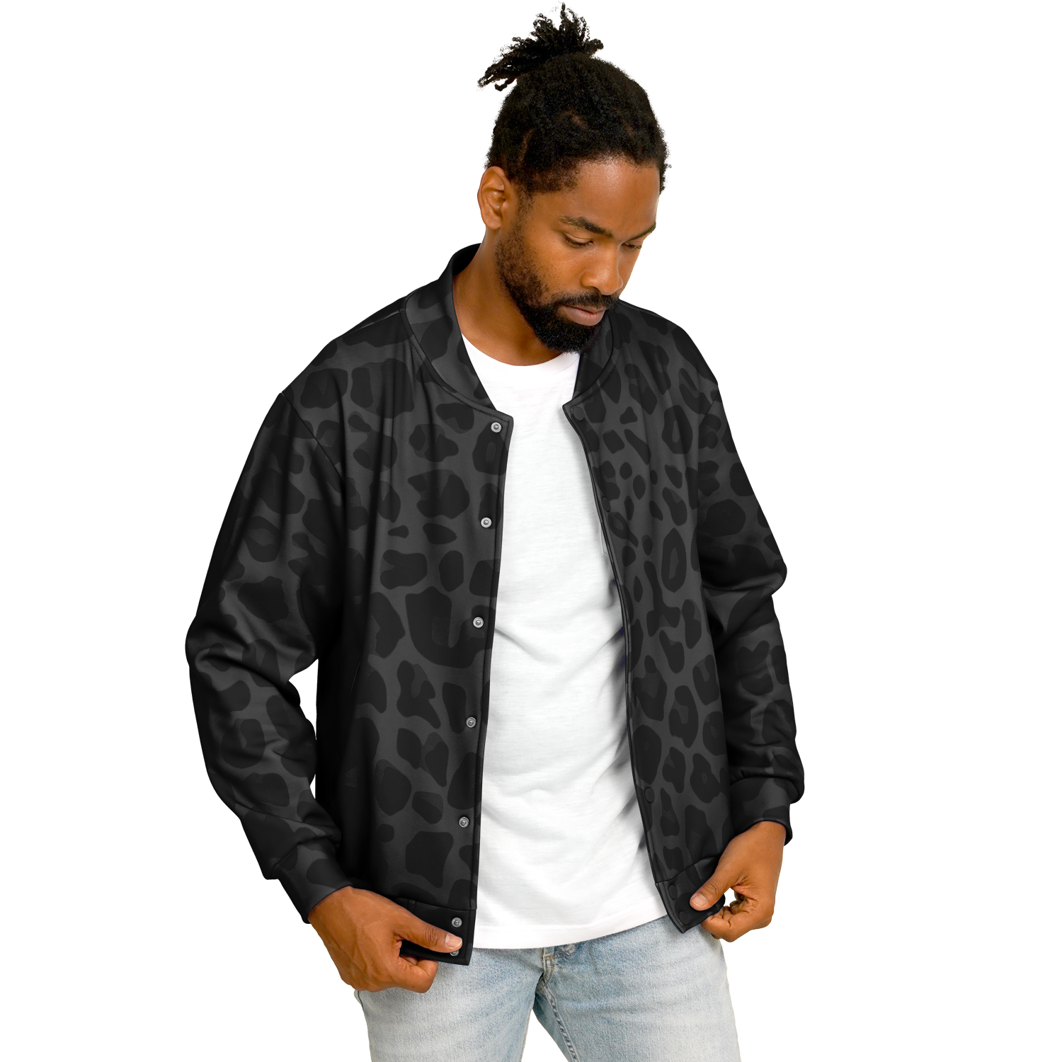 Baseball Jacket in Black Puma Print | Heavyweight Unisex