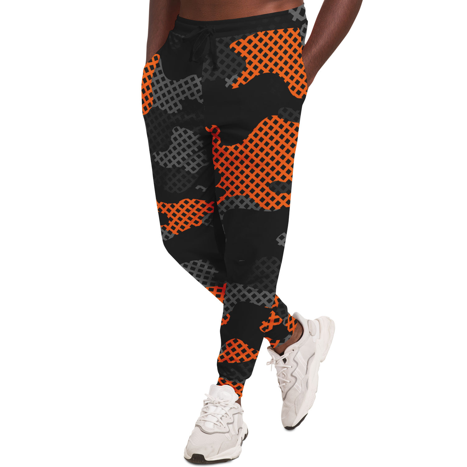 Camo Joggers | Unisex | Black & Orange Pixel