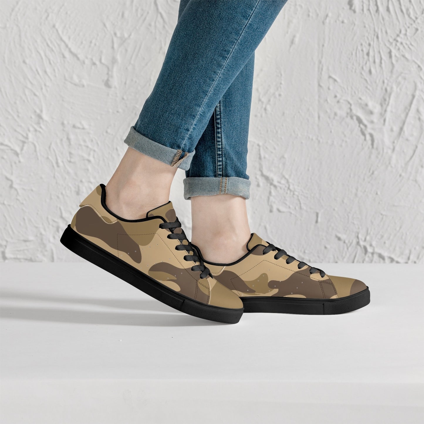 Camo Sneakers | Classic Low-Top Leather | Khaki