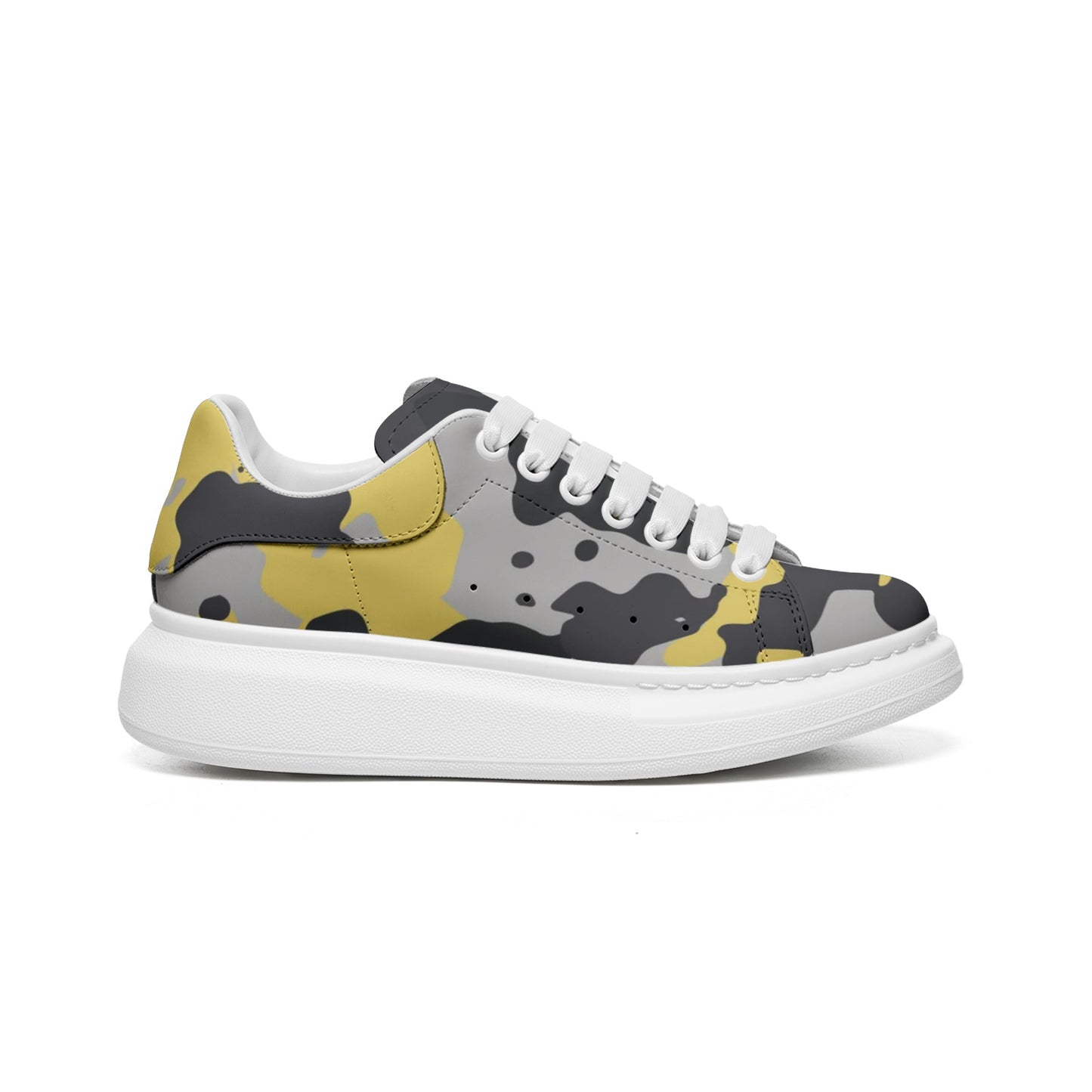 McQueen Camo Sneakers | Yellow, Black, and Silver Camouflage