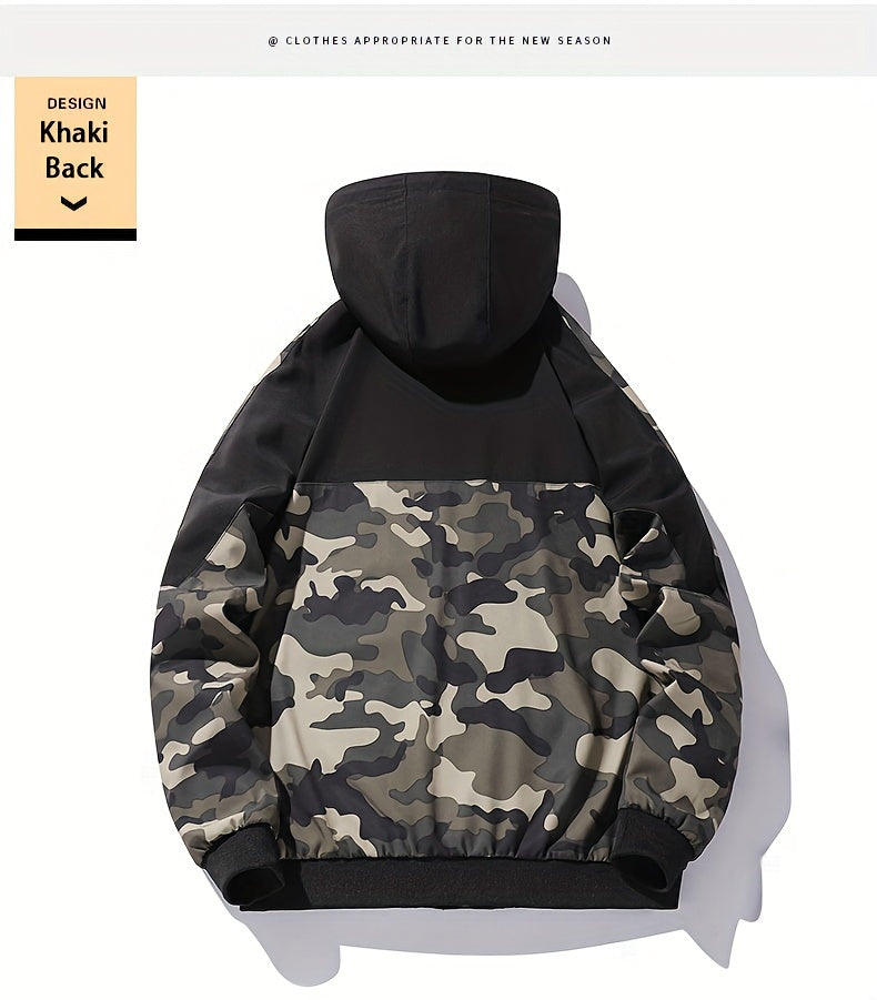 Camo Graphic Fleece Jacket | Men's Casual Hooded Winter Coat