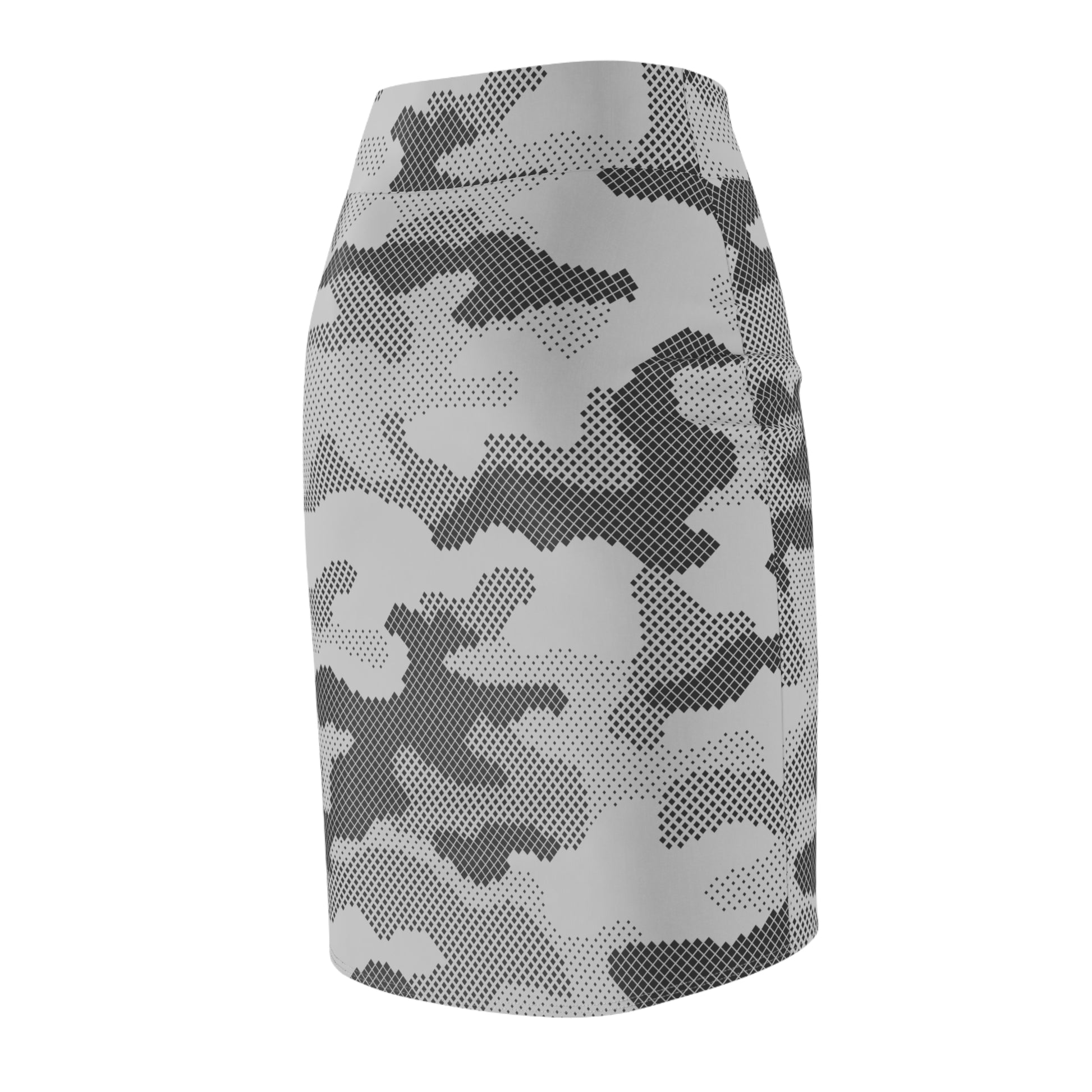 Camo Mini Skirt | Pencil Cut | Gray Digital