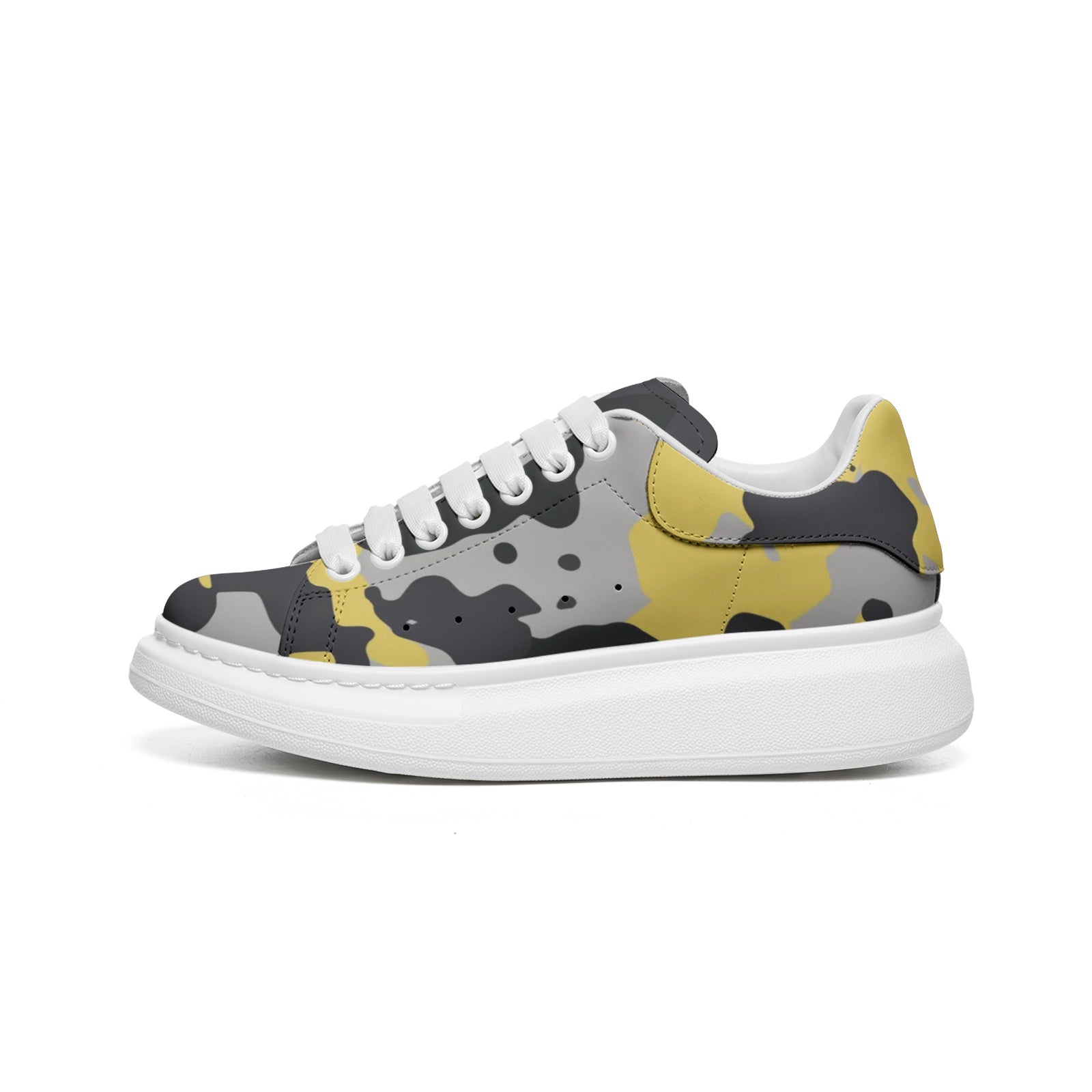 McQueen Camo Sneakers | Yellow, Black, and Silver Camouflage