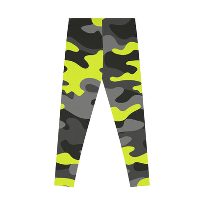 Yellow, Black, and Gray Camo Leggings For Women