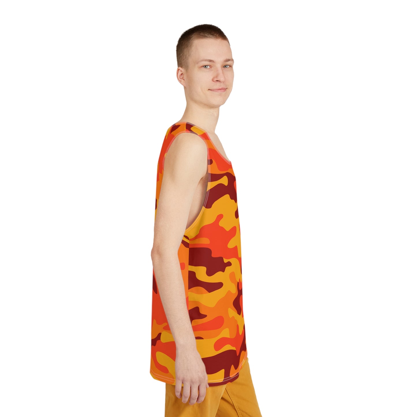 Men's Camo Tank Top | Orange & Red | Loose Fit