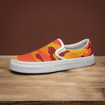 Camo Slip-On Shoes | Orange and Red Camouflage