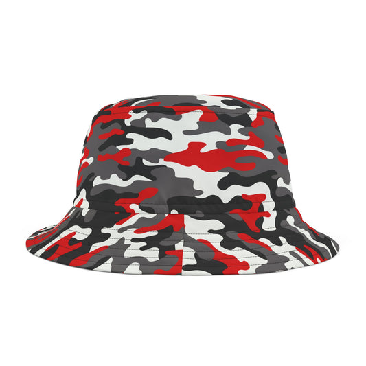 Camo Bucket Hat | Red, Black, and White Camouflage