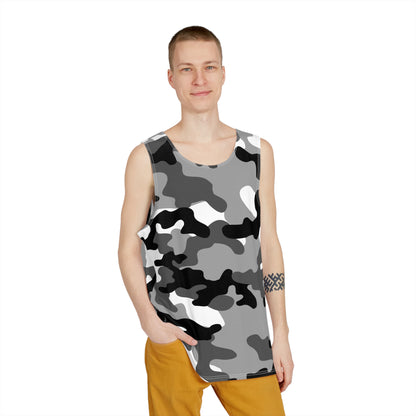 Men's Camo Tank Top | Black, White, and Gray | Loose Fit