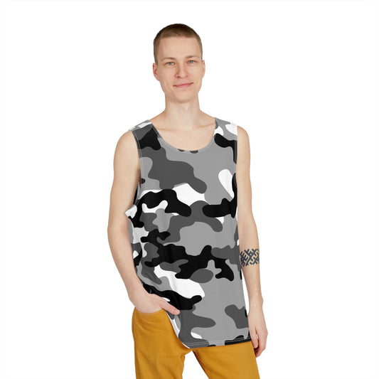 Men's Camo Tank Top | Black, White, and Gray | Loose Fit