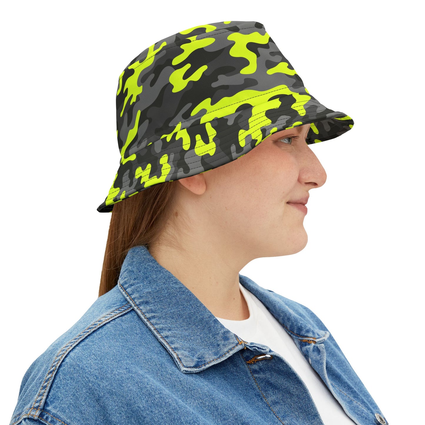 Camo Bucket Hat | Yellow, Black, and Gray Camouflage