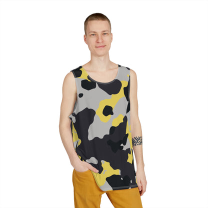 Men's Camo Tank Top | Black, Yellow, and Silver | Loose Fit