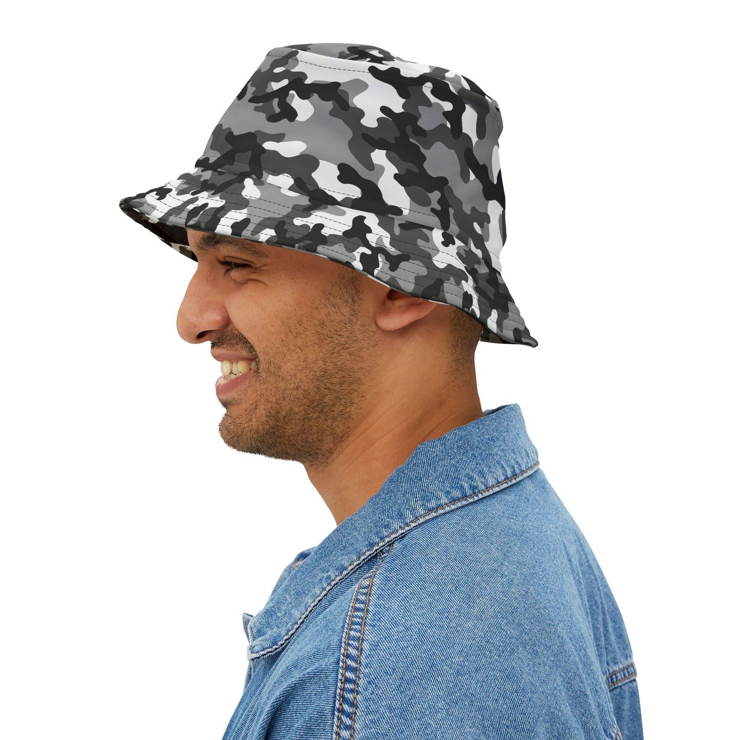 Camo Bucket Hat | Black, Gray and White Camouflage