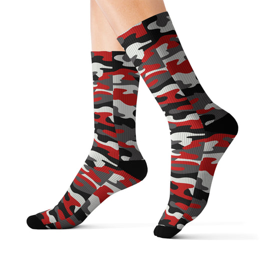 Camo Socks | Red, Black, and White Camouflage