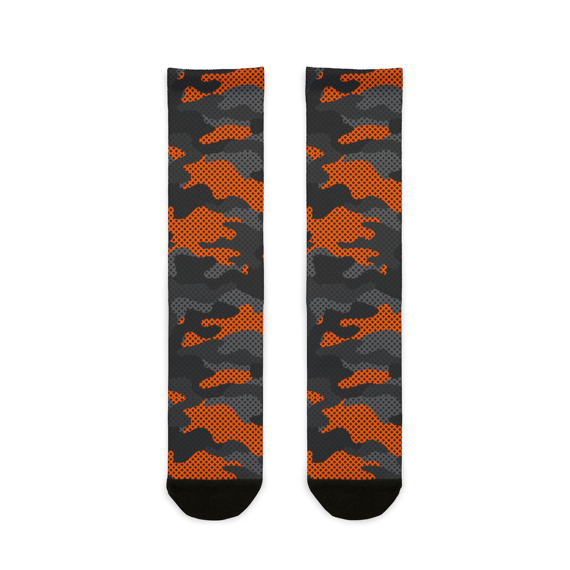 Camo Socks | Black & Orange Pixel | Sublimation Crew