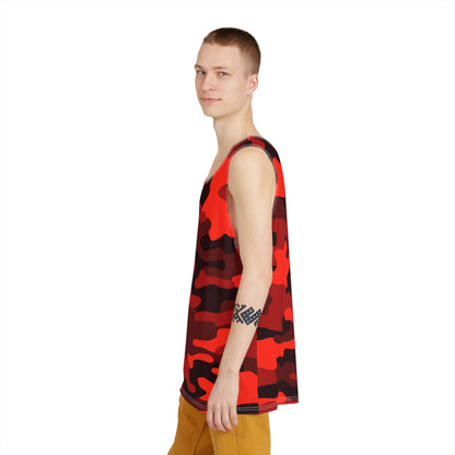 Men's Camo Tank Top | Scarlet Red and Black | Loose Fit