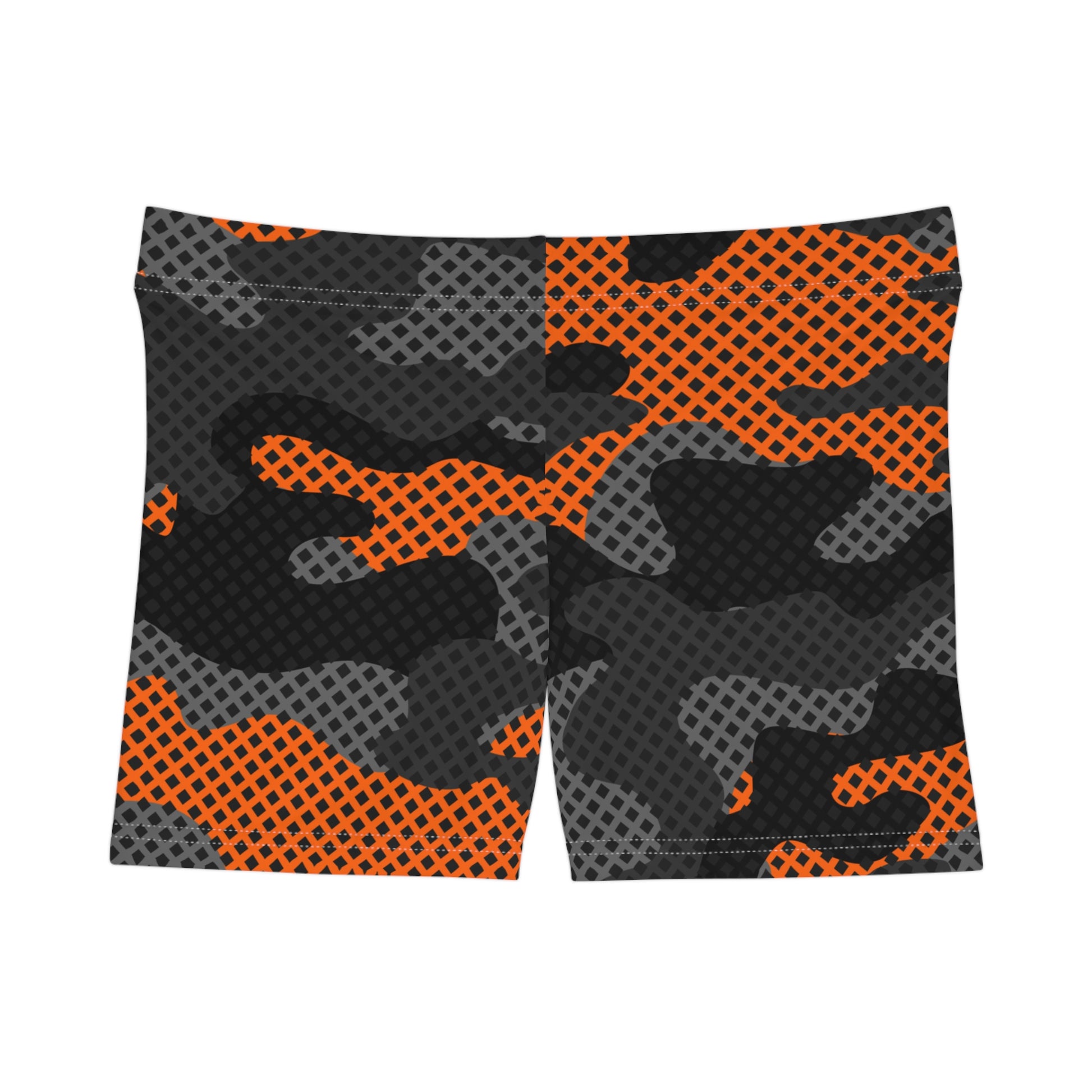 Women's Camo Shorts | Tight Fit | Black and Orange Pixel