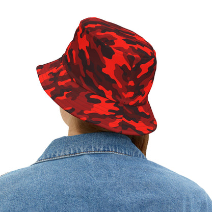 Camo Bucket Hat | Scarlet Red & Black Camouflage