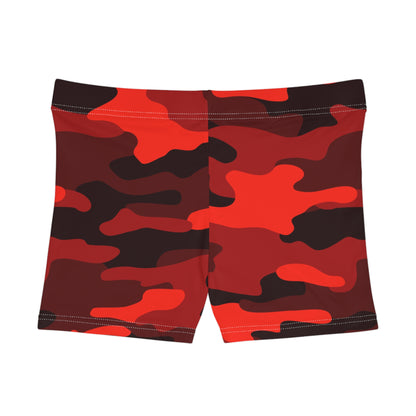 Women's Camo Shorts | Tight Fit | Scarlet Red & Black