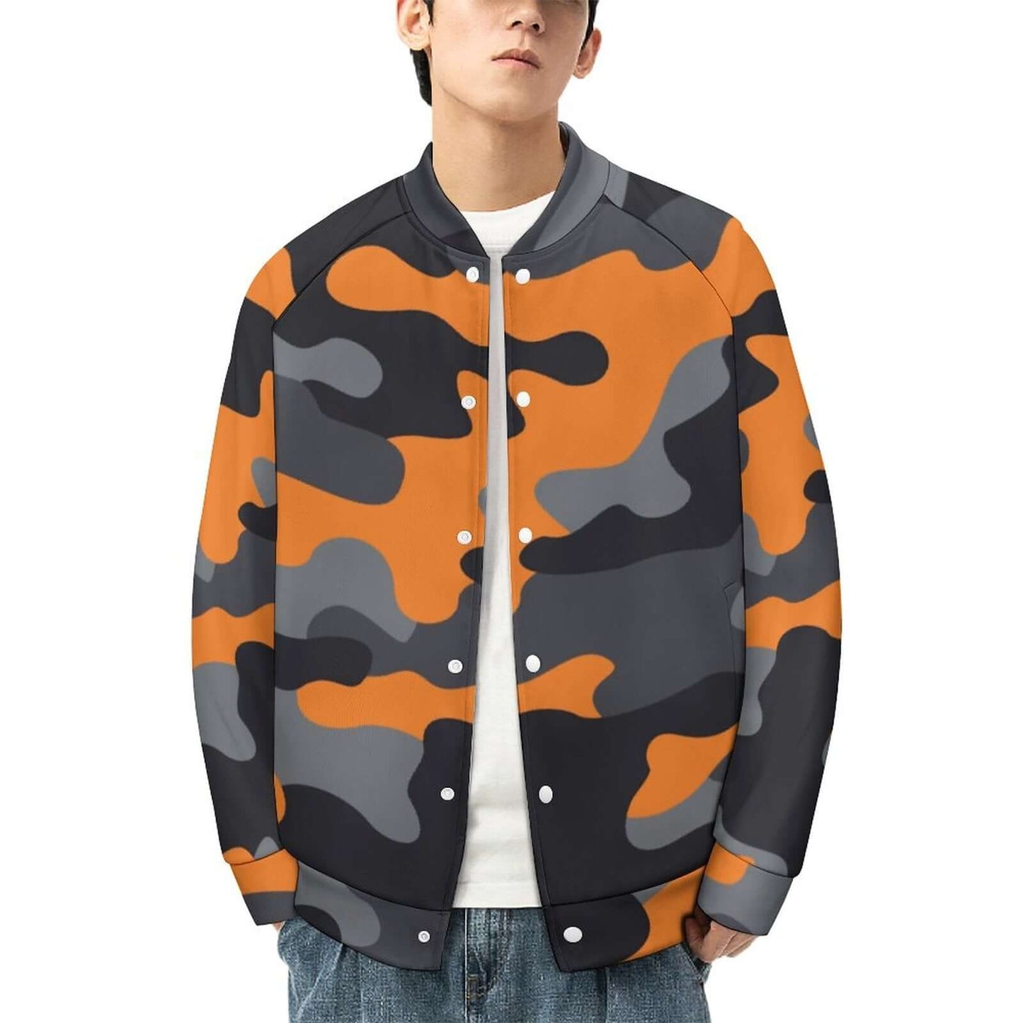 Men's Camo Jacket | Orange, Gray & Black Camouflage