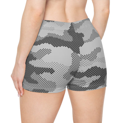 Women's Camo Shorts | Tight Fit | Black & White Digital