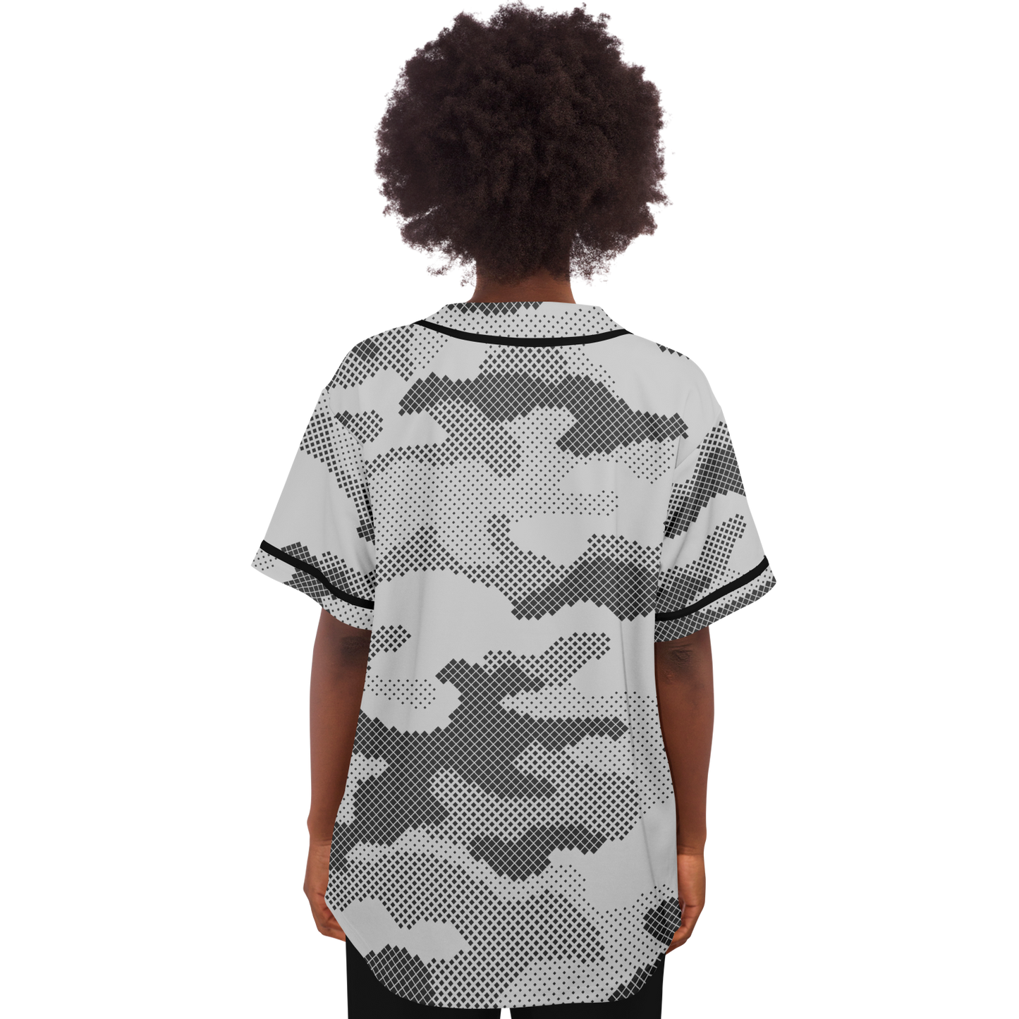 Camo Baseball Jersey | Black & White Digital Dotted