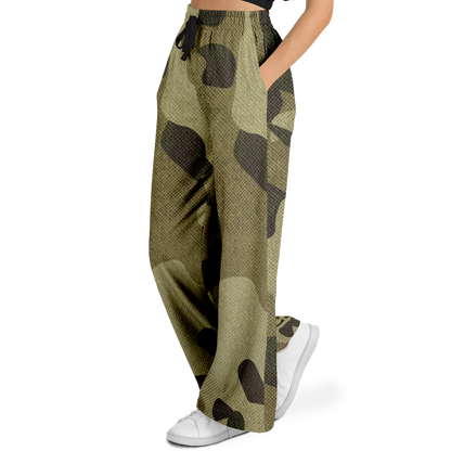 Camo Wide Leg Pants | Green Fabric Camouflage